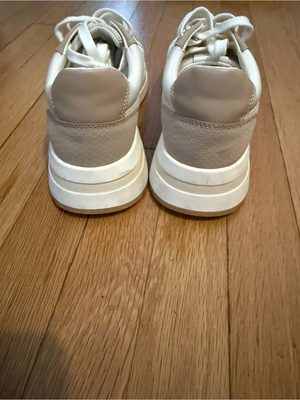 Zara White and Beige Platform Sneakers